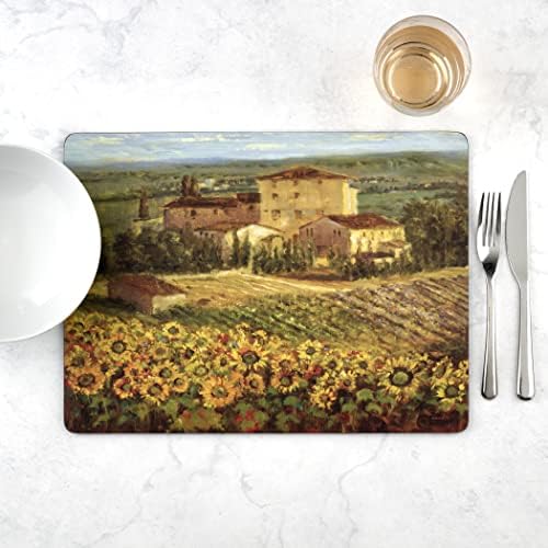 Pimpernel Tuscany Collection Placemats | סט של 4 | מחצלות עמידות בחום | לוח מגובה פקק | סט פלייס קשה לשולחן אוכל